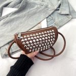 Wholesale Women Fashion Solid Color Rivet Small Square Shoulder Bag