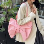 Women Fashion Solid Color Pleated Bowknot Large Capacity Shoulder Bag - Image 2
