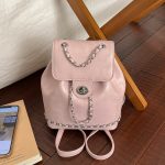 Wholesale Women Fashion Casual Solid Color Chain Backpack