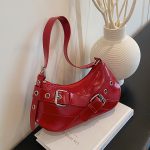 Wholesale Women Fashion Casual Solid Color Belt Baguette Shoulder Bag - Image 2