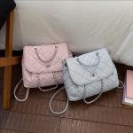 Wholesale Women Fashion Casual Solid Color Rhombus Chain Backpack - Image 2
