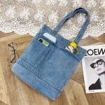 Wholesale Women Fashion Casual Simple Canvas Denim Shoulder Bag
