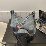 Wholesale Women Fashion Casual Simple Denim Chain Shoulder Bag