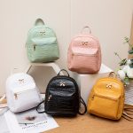 Wholesale Women Fashion Casual Solid Color Crocodile Pattern Mini Backpack