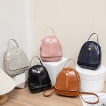 Wholesale Women Fashion Casual Solid Color Oil Wax Leather Backpack