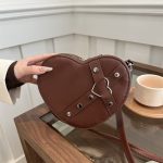 Wholesale Women Fashion Personalized Solid Color Rivet Love Shaped Shoulder Bag