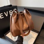 Women Fashion Simple Solid Color Soft Leather Shoulder Bag