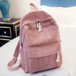 Women Fashion Solid Color Corduroy Large Capacity Backpack - Image 2