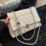 Wholesale Women Fashion Casual Solid Color Rhombus Chain Shoulder Bag - Image 2