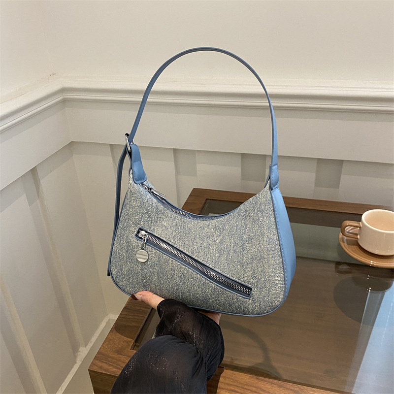 main_0-354 Wholesale Simple Denim Underarm Bag - Image 1