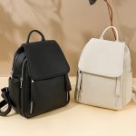 Wholesale Women Solid Color Casual Large Capacity Pu Travel Commuter Backpack