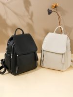 Wholesale Women Solid Color Casual Large Capacity Pu Travel Commuter Backpack