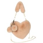 Wholesale Women Fashion Casual Solid Color Plush Heart-Shaped Large Capacity Handbag - Image 5