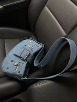 Women Fashion Studded Belt Buckle Detail Zipper Shoulder Bag - Image 2