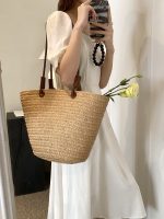 Women Fashion Casual Large Capacity Straw Woven Beach Tote Bag - Image 3