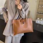 Women Fashion Casual Simple Solid Color Large Capacity Handbag - Image 4