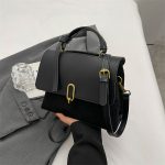 Women Fashion Retro Simple Splicing Suede Shoulder Bag - Image 2