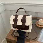 Women Fashion Simple Color Block Small Square Shoulder Bag