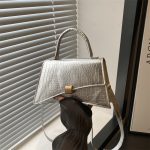 Women Casual Simple Retro Stone Pattern Small Square Shoulder Bag