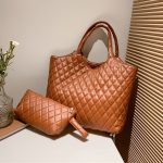 Wholesale Women Fashion Casual Solid Color Rhombic Large Capacity Handbag Two-Piece Bag Set