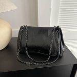 Women Fashion Casual Simple Pu Leather Chain Tote Bag