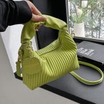 Women Fashion Casual Solid Color Vertical Stripe Small Square Shoulder Bag