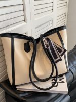 Women Casual Simple Contrast Color Large Capacity Tote Bag - Image 2