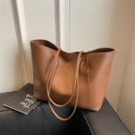 Wholesale Women Casual Simple Solid Color Large Capacity Tote Bag