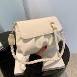 Wholesale Women Fashion Casual Simple Solid Color Pleated Shoulder Bag