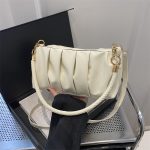 Wholesale Women Fashion Casual Solid Color Pleated Rectangular Shoulder Bag