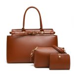 Women Fashion Retro Solid Color Large Capacity Handbag Three-Piece Bag Set - Image 4