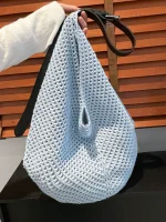 Wholesale Women Fashion Casual Solid Color Large Capacity Woven Shoulder Bag - Image 2