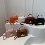 Women Fashion Solid Color Crocodile Metal Buckle Small Square Shoulder Bag - Image 2