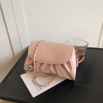 Fashion Girl'S Solid Color Pleated Chain Shoulder Bag - Image 2