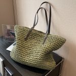 Wholesale Women Fashion Casual Solid Color Straw Woven Large Capacity Tote Bag