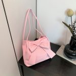 Wholesale Women Fashion Simple Solid Color Large Capacity Bowknot Tote Bag