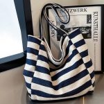 Wholesale Simple Casual Large Capacity Stripe Tote Bag