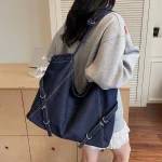 Wholesale Women Fashion Retro Large Capacity Denim Shoulder Bag - Image 2