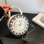 Wholesale Women Fashion Creative Clock Printed Chain Small Round Handbag - Image 2