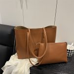 Wholesale Women Fashion Simple Solid Color Large Capacity Tote Bag Two-Piece Bag Set
