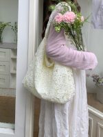 Women Fashion Elegant Solid Color Lace Large Capacity Shoulder Bag - Image 2