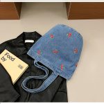 Wholesale Women Fashion Casual Embroidered Large Capacity Canvas Denim Shoulder Bag - Image 2