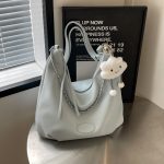 Women Fashion Simple Solid Color Large Capacity Chain Pendant Shoulder Bag - Image 2