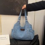 Wholesale Women Fashion Casual Large Capacity Denim Canvas Shoulder Bag