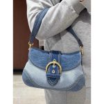 Women Fashion Casual Patchwork Denim Canvas Shoulder Bag - Image 2