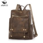 Women Fashion Vintage Pu Zipper Backpack - Image 2