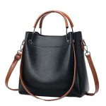 Wholesale Women Retro Color Blocking Large Capacity Street Style Bucket Handbag