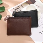 Wholesale Simple Two-Layer Solid Color Women Zipper Coin Wallet