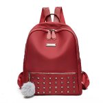 Wholesale Women Fashion Rivet Soft Wax Leather Backpack