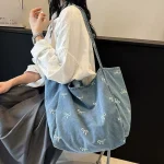 Wholesale Women Fashion Casual Large Capacity Denim Canvas Tote Bag - Image 2